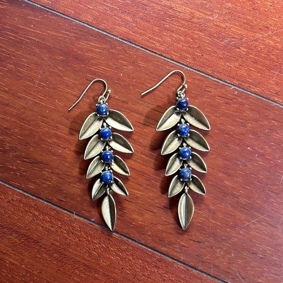 Anthropologie lapis lazuli & brass earrings - Picture 1 of 3